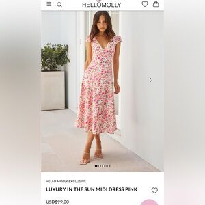 HELLO MOLLY - LUXURY IN THE SUN MIDI DRESS - PINK - S EUC - HELLO MOLLY